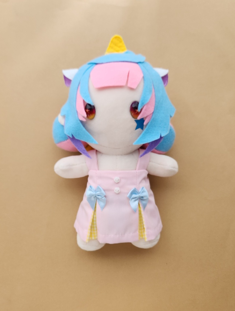 【尻尾/白】ぬい☆ココちゃん 大(20㎝)サイズ【頬のお星さま/水色】