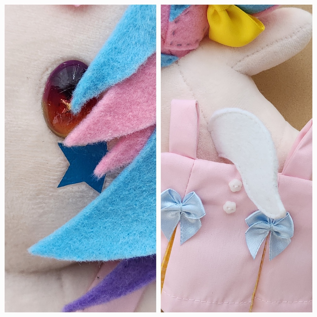 【尻尾/白】ぬい☆ココちゃん 大(20㎝)サイズ【頬のお星さま/水色】