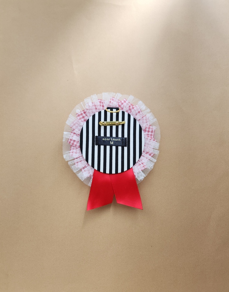 ギンガムチェックロゼット/Mサイズ 赤チェック