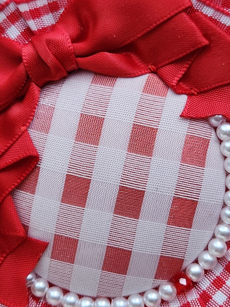 ギンガムチェックロゼット/Mサイズ 赤チェック