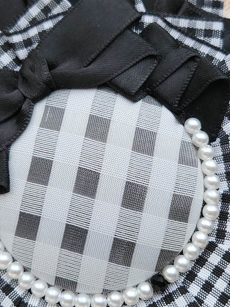 ギンガムチェックロゼット/Mサイズ 黒チェック