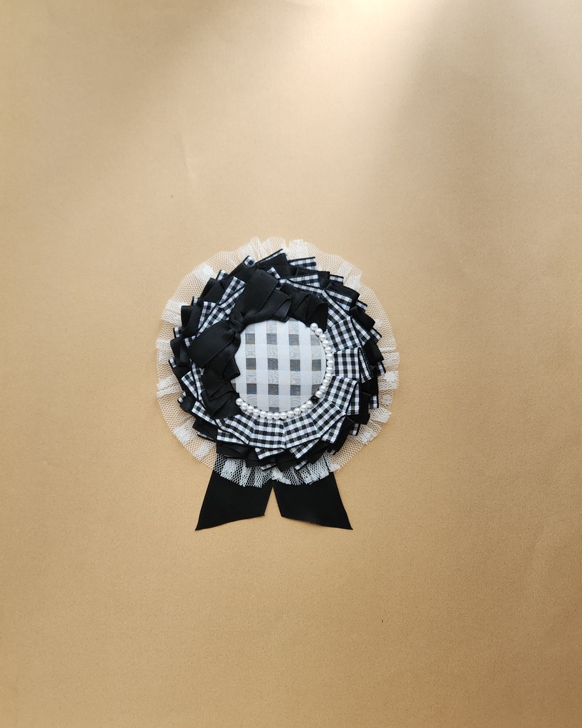 ギンガムチェックロゼット/Mサイズ 黒チェック