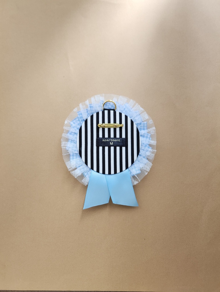 ギンガムチェックロゼット/Mサイズ 水色チェック