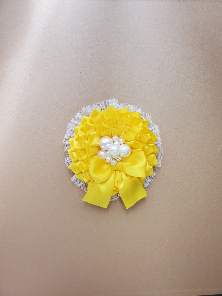 パールざんまいロゼット/黄色💛 Mサイズ