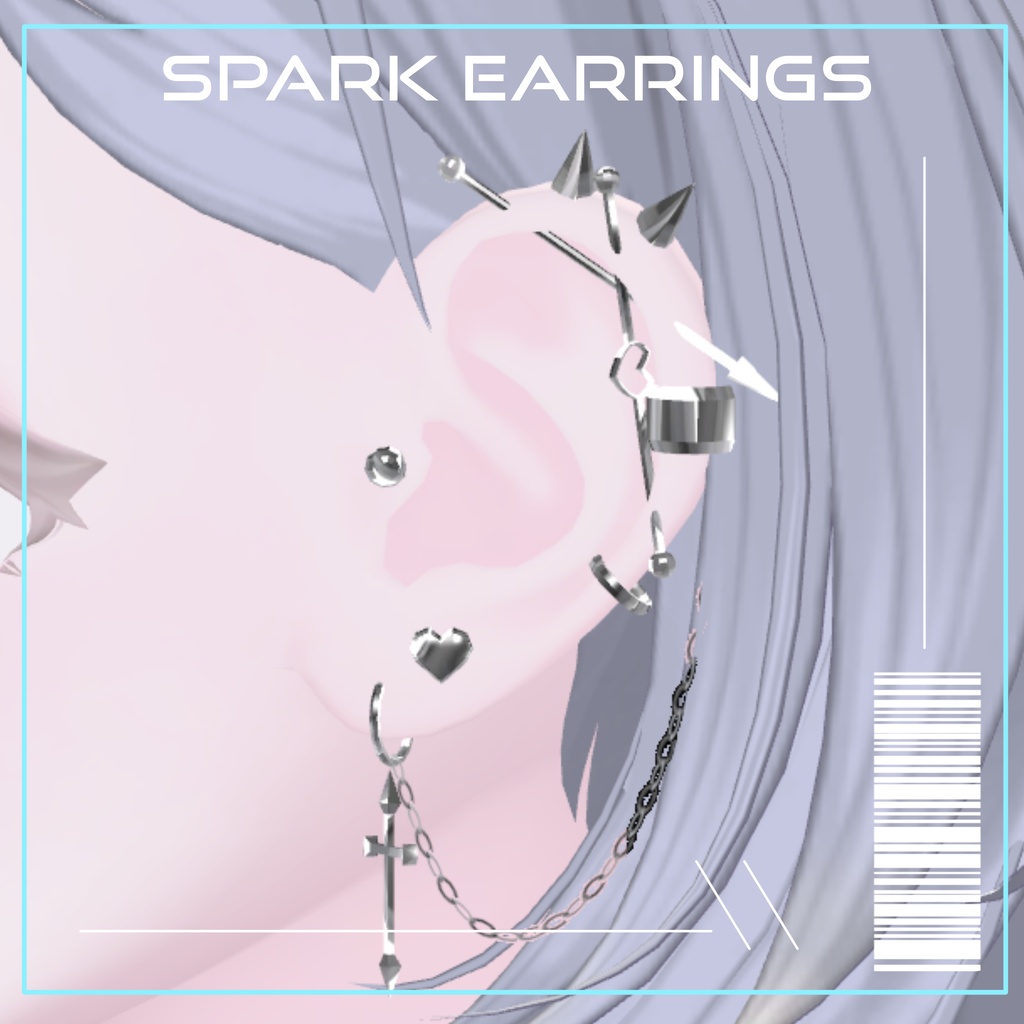 【10アバター対応】Spark Earrings【VRChat向けアクセサリー】