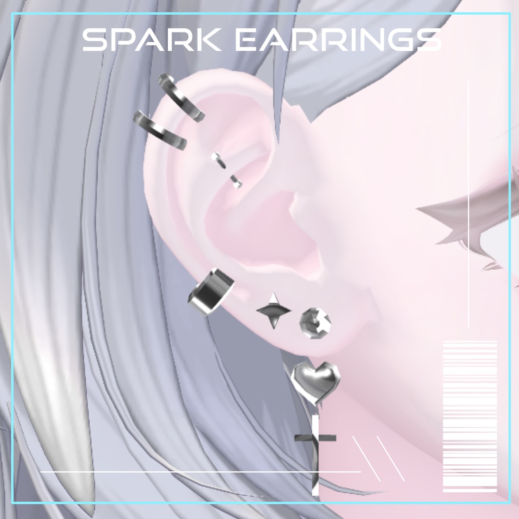 【10アバター対応】Spark Earrings【VRChat向けアクセサリー】