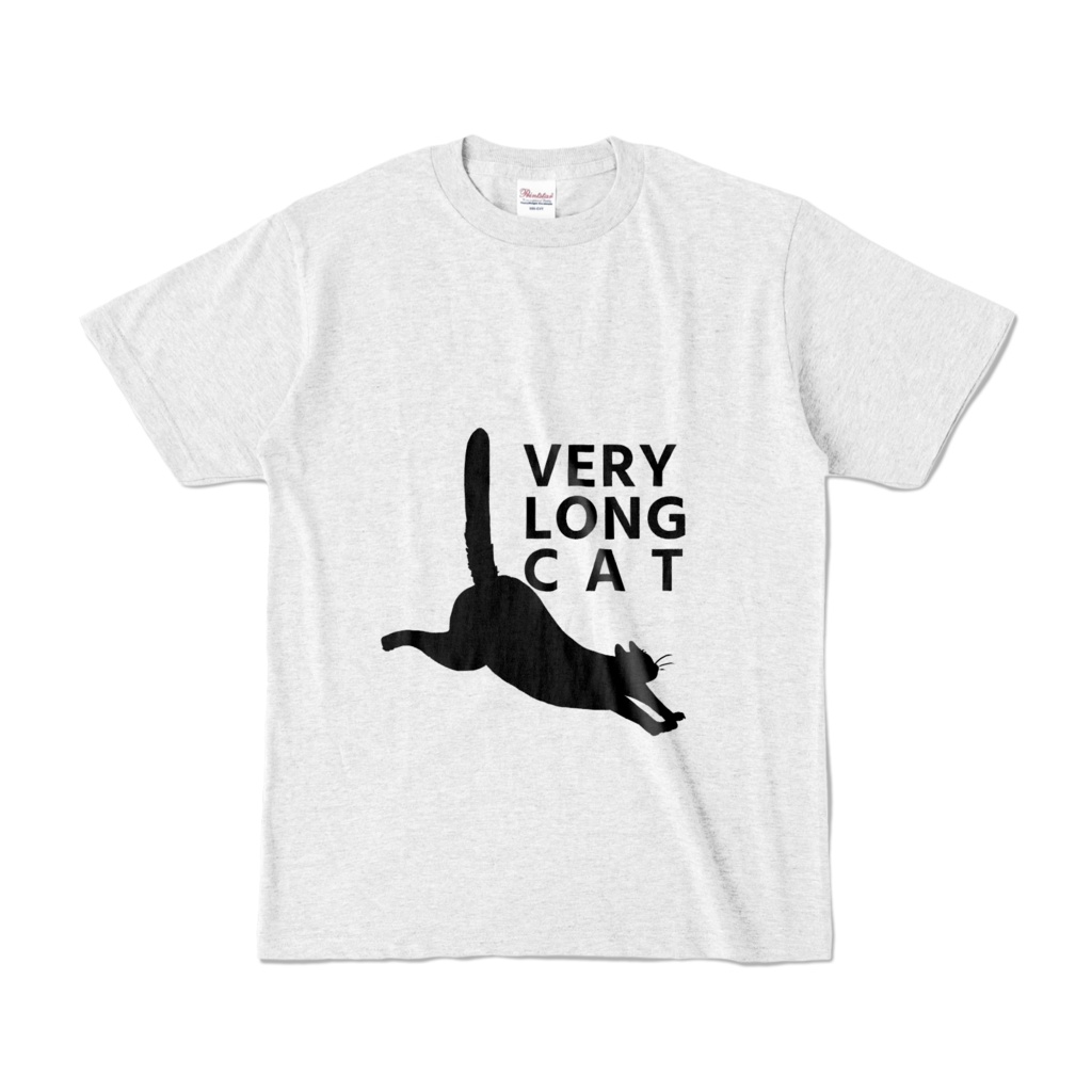 ts001 very long cat(白地) Tシャツ