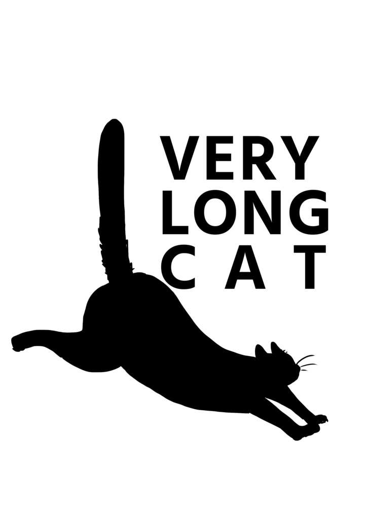 ts001 very long cat(白地) Tシャツ