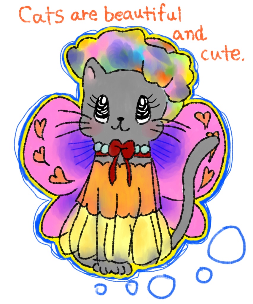 ts007 フリフリ猫ちゃん Tシャツ