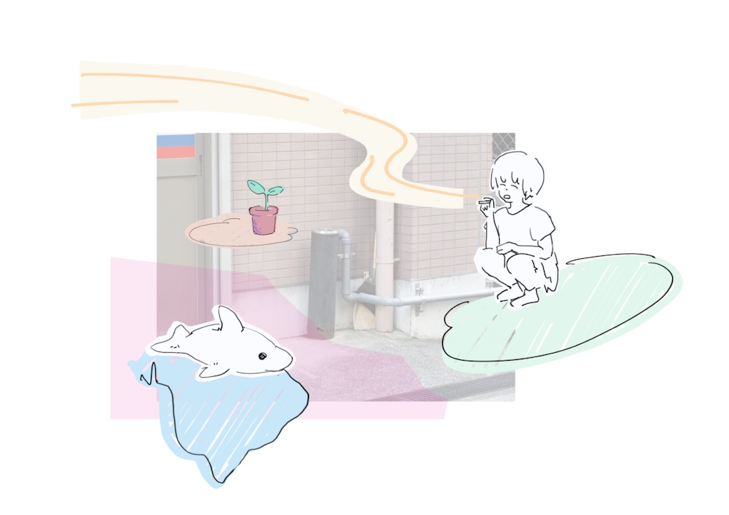 ts018 イルカと一服 Tシャツ