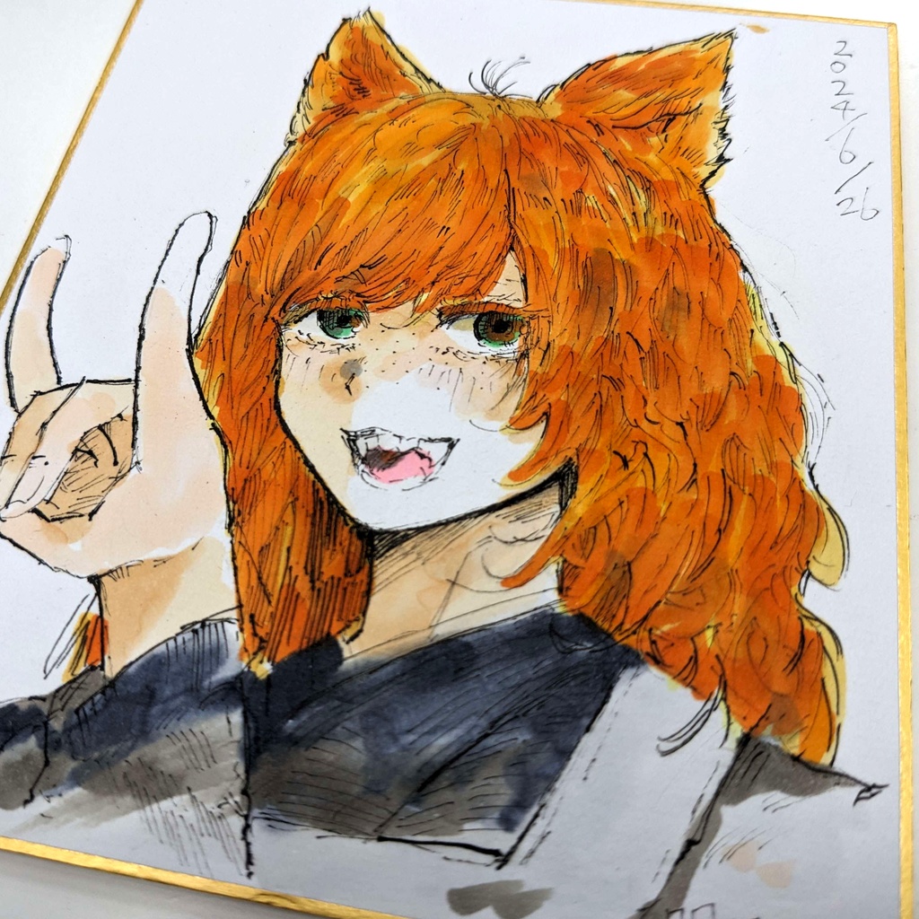 明日あさ　原画色紙(13.5×12㎝)