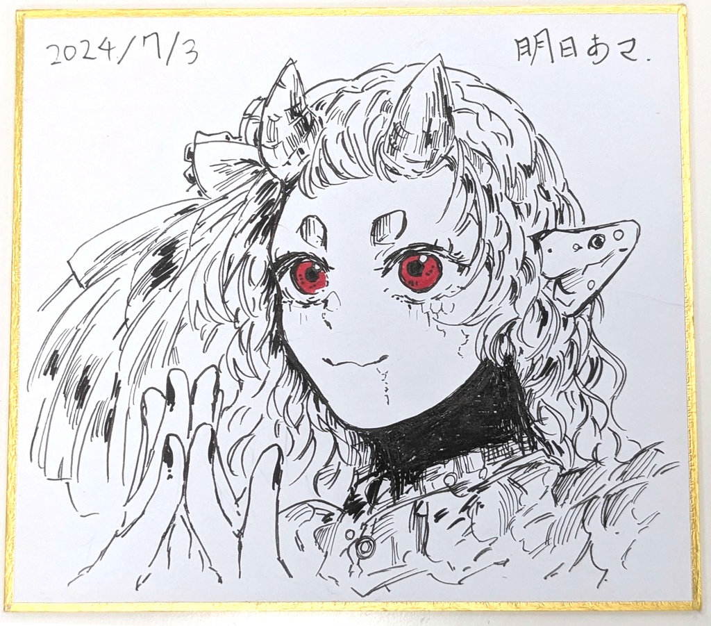 明日あさ　色紙原画(12×13.5㎝)