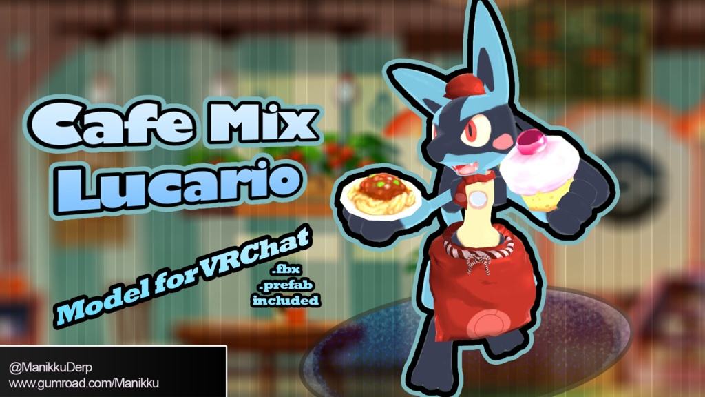 Pokemon Cafe Mix Lucario / ようこそ！ポケモンカフェ | ルカリオ VRChat Avatar