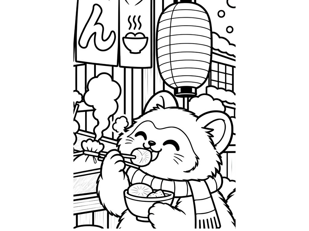 COZY JAPANESE ANIMAL VILLAGE|日本の動物たちの塗り絵集|大人向けA4 PDF・24枚