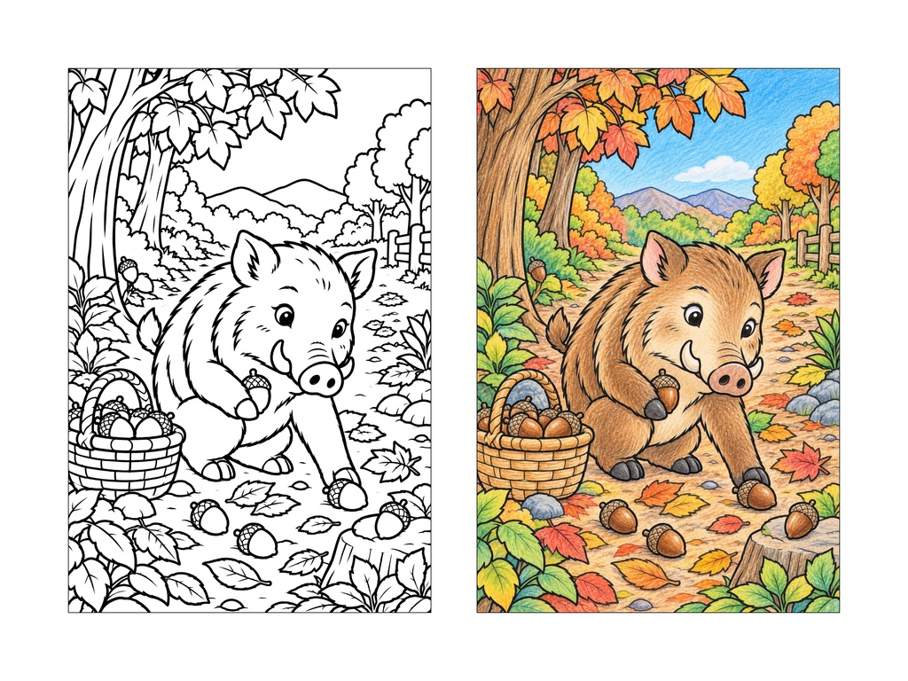 COZY JAPANESE ANIMAL VILLAGE|日本の動物たちの塗り絵集|大人向けA4 PDF・24枚