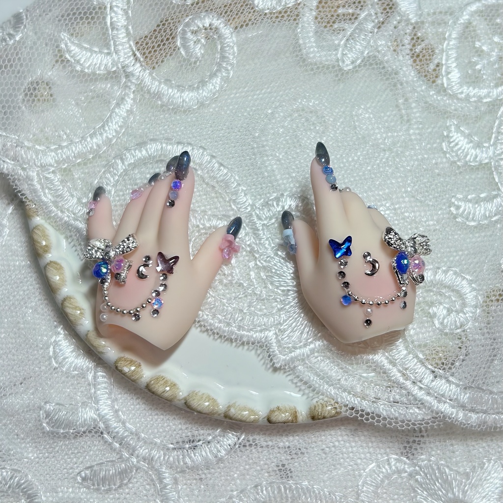 MDD ネイルハンド ピンク×ブルーアシメ𝜗𝜚