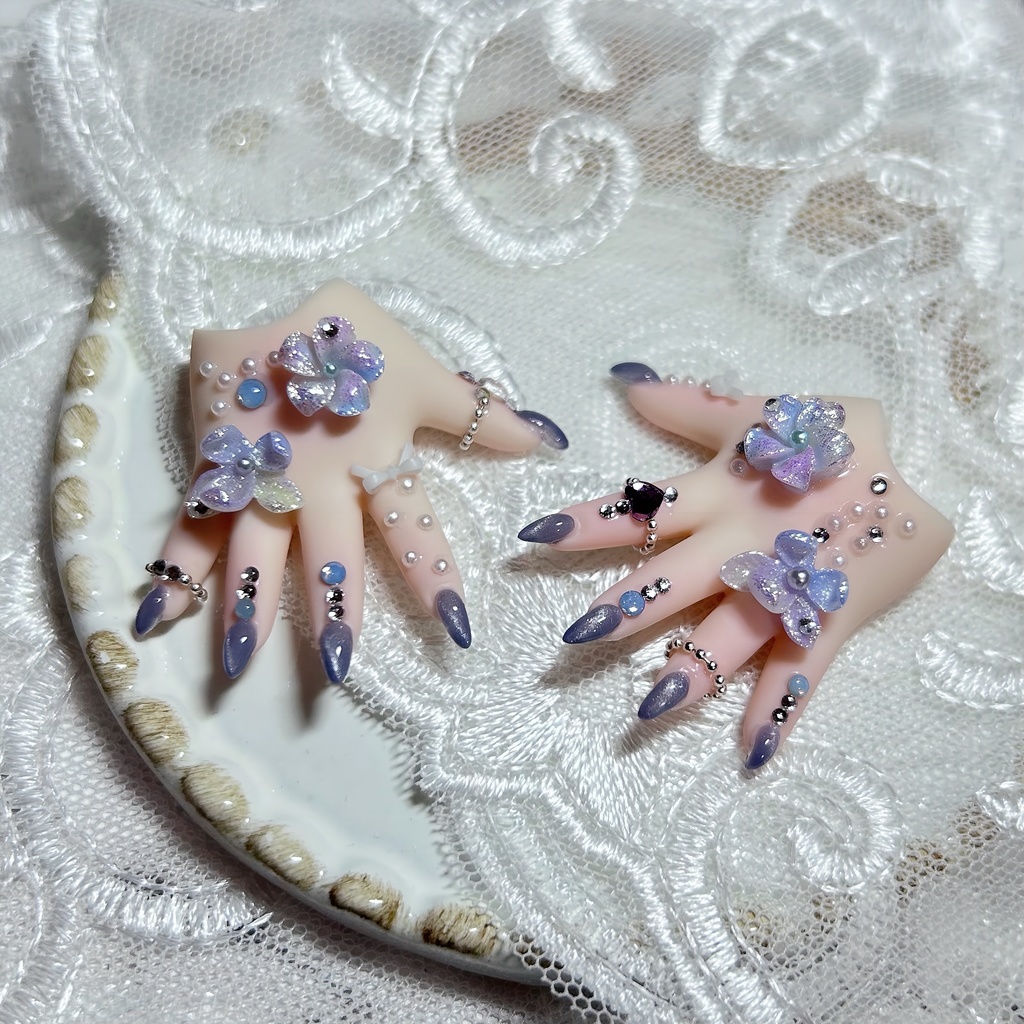 MDD ネイルハンド パープルフラワー⚛️