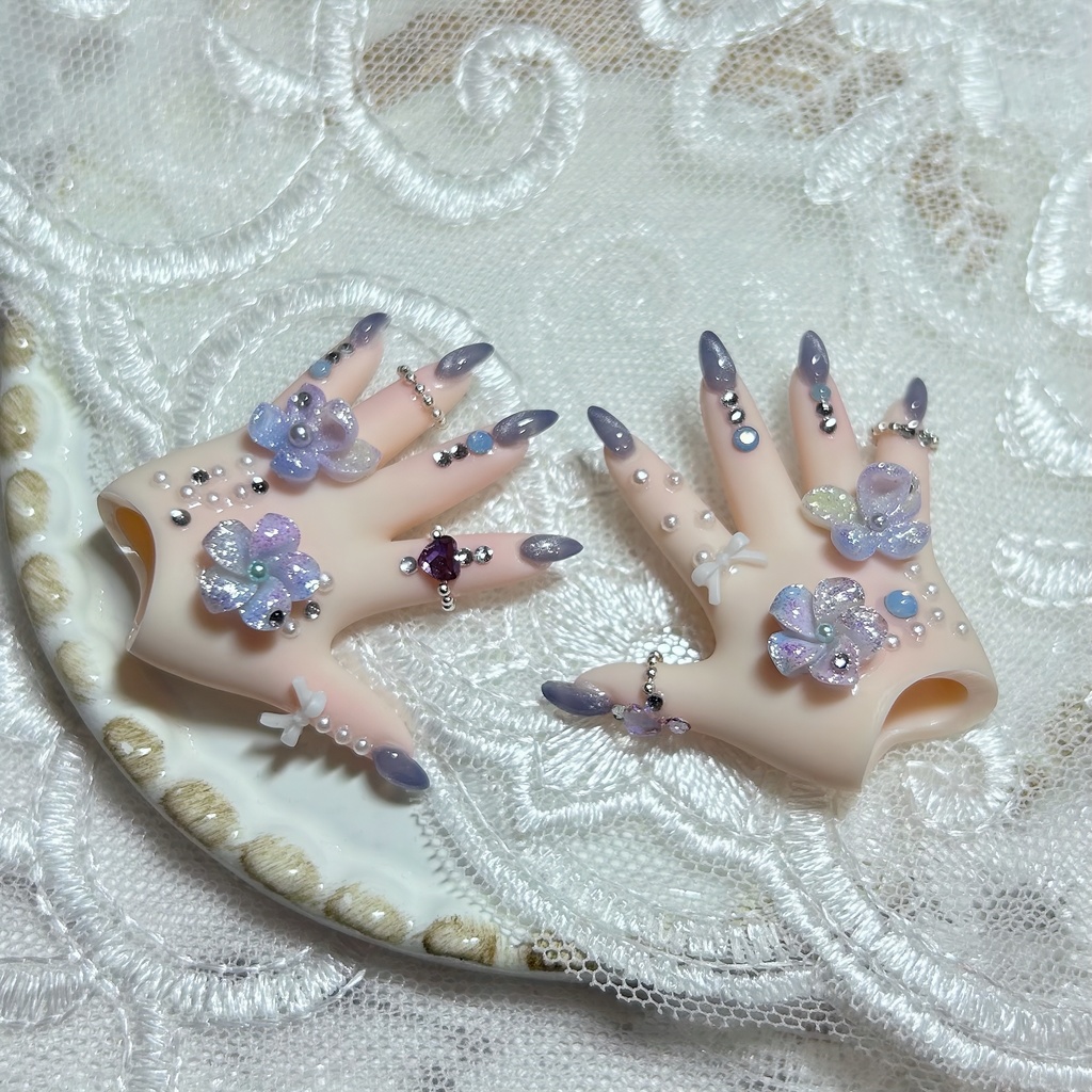 MDD ネイルハンド パープルフラワー⚛️