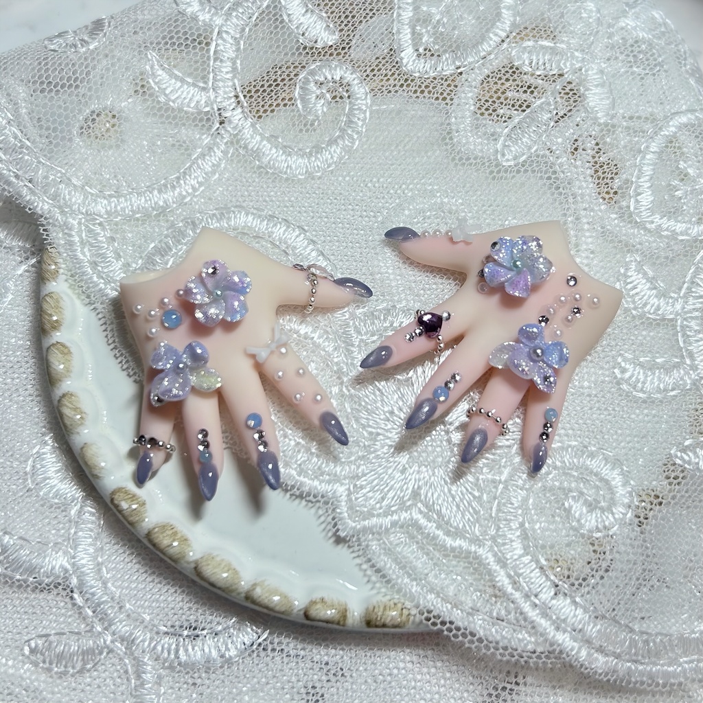 MDD ネイルハンド パープルフラワー⚛️