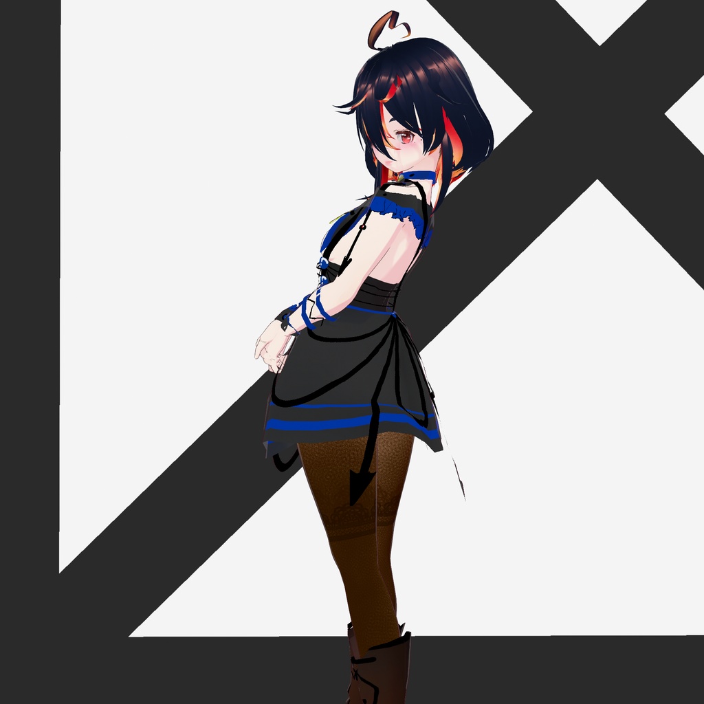 【VRM用】下乳の見えるセパレートワンピース(カラバリあり)