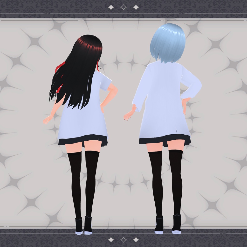 VRoid用【黒】Tシャツ 袖2パターン 0円~