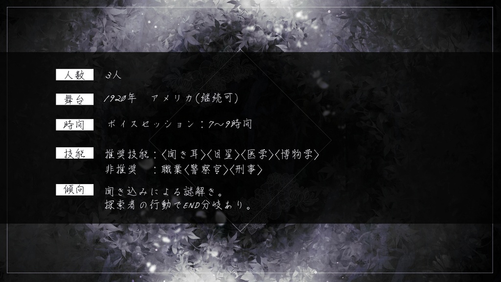 PDF版 クトゥルフ神話TRPGシナリオ 嘆きの装花【SPLL:E193370】