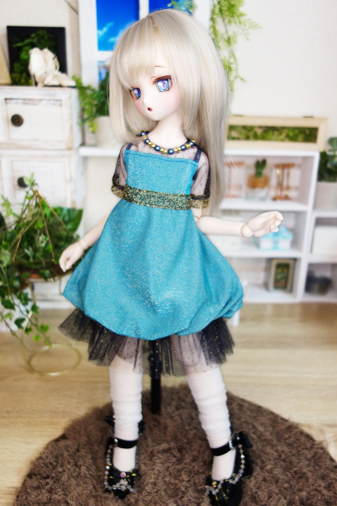 コルクネコ ドール服MDD用 3点セット ターコイズ/ネイビー
