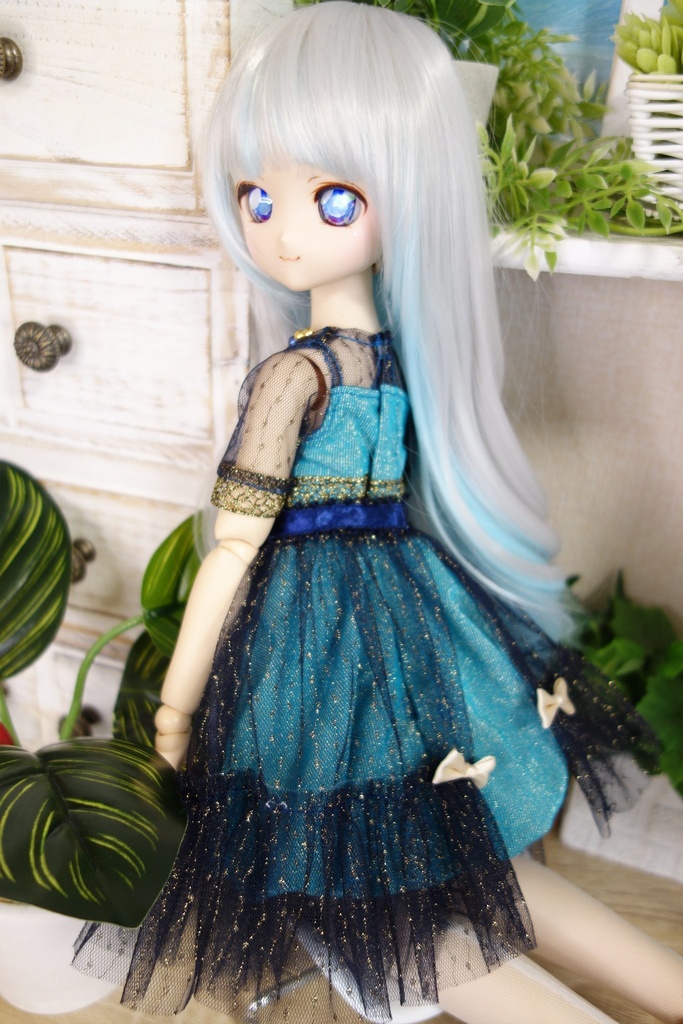 コルクネコ ドール服MDD用 3点セット ターコイズ/ネイビー