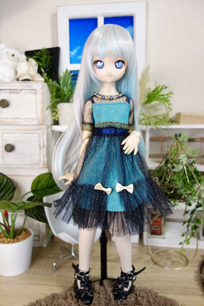 コルクネコ ドール服MDD用 3点セット ターコイズ/ネイビー