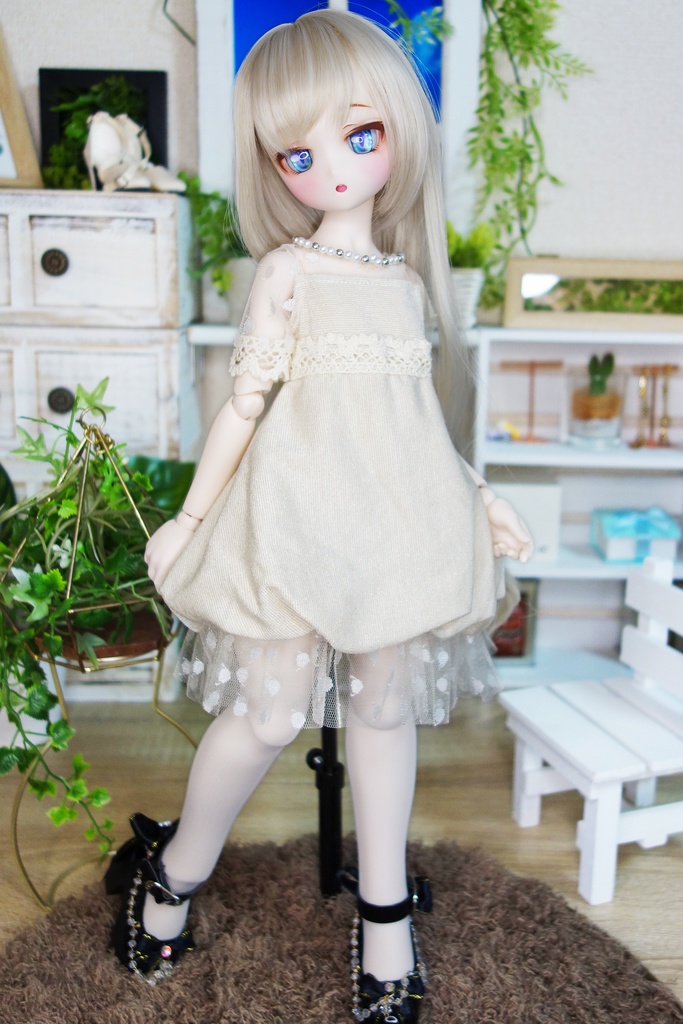 MDDバルーンワンピ&エプロンセット アイボリー/ホワイト