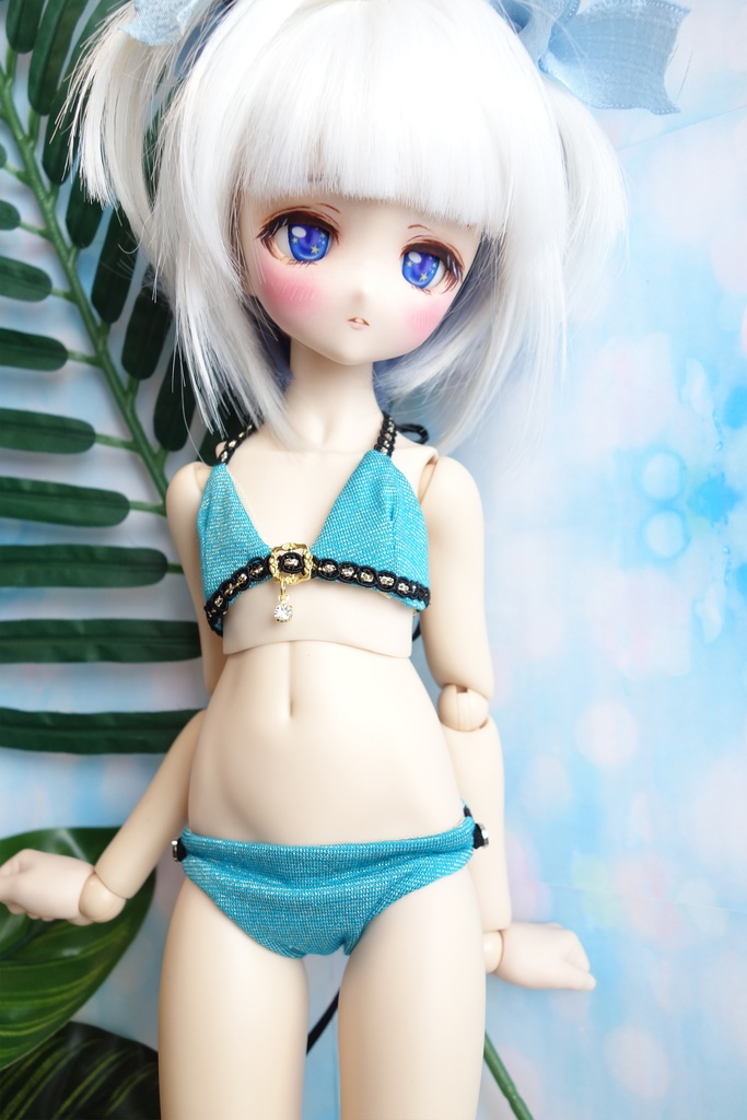 MDD用 ゴールドラメ×ターコイズブルー ビキニ 水着