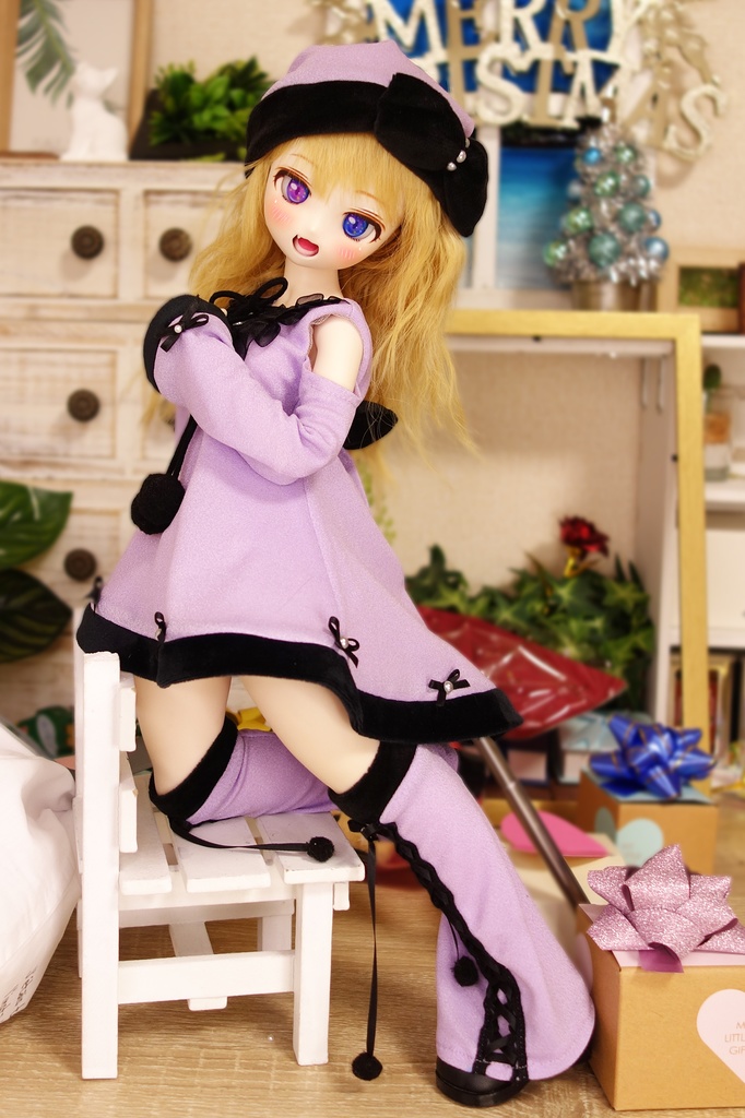 肩出しワンピパープルサンタセット