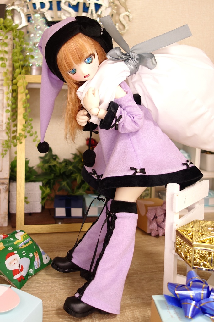 肩出しワンピパープルサンタセット