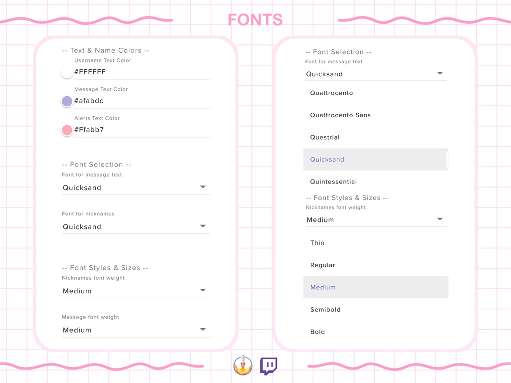 Sweet Candy Twitch Chat Widget: Pastel Animated Overlay with Different Role Colors & Custom Alerts