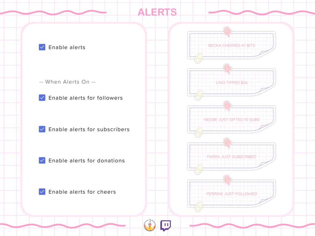 Sweet Candy Twitch Chat Widget: Pastel Animated Overlay with Different Role Colors & Custom Alerts