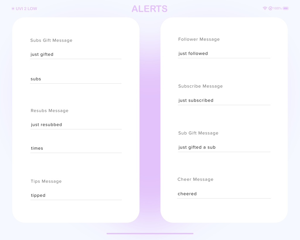 Glass Twitch Chat Widget: Pastel Kawaii Notification Overlay with Custom Alerts And Minimalist Style