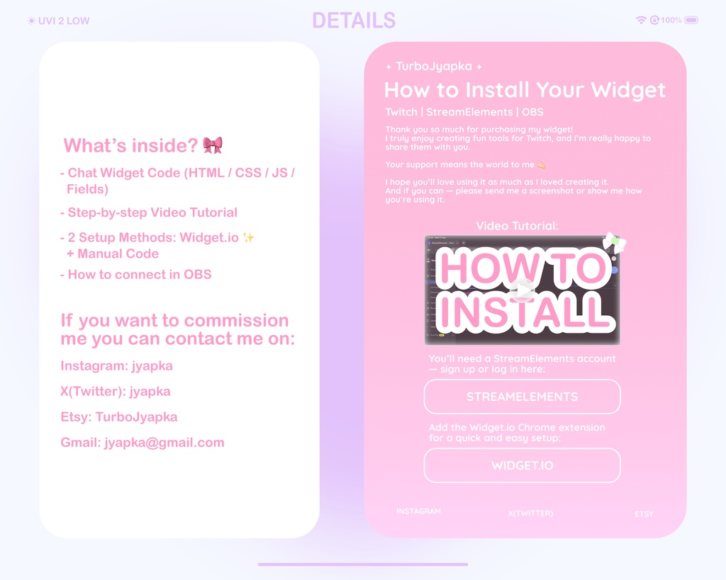 Glass Twitch Chat Widget: Pastel Kawaii Notification Overlay with Custom Alerts And Minimalist Style