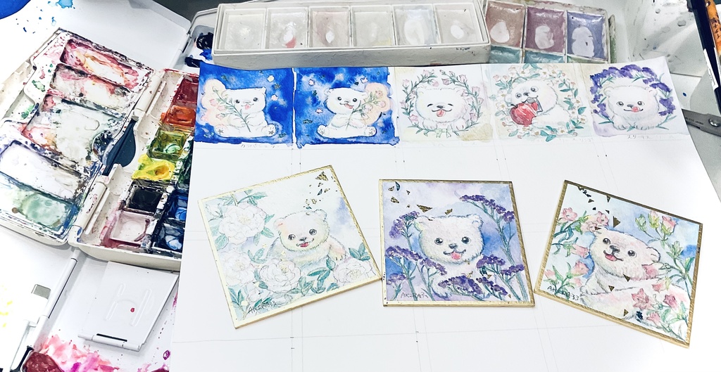 「スターチス」こぐまちゃん水彩原画