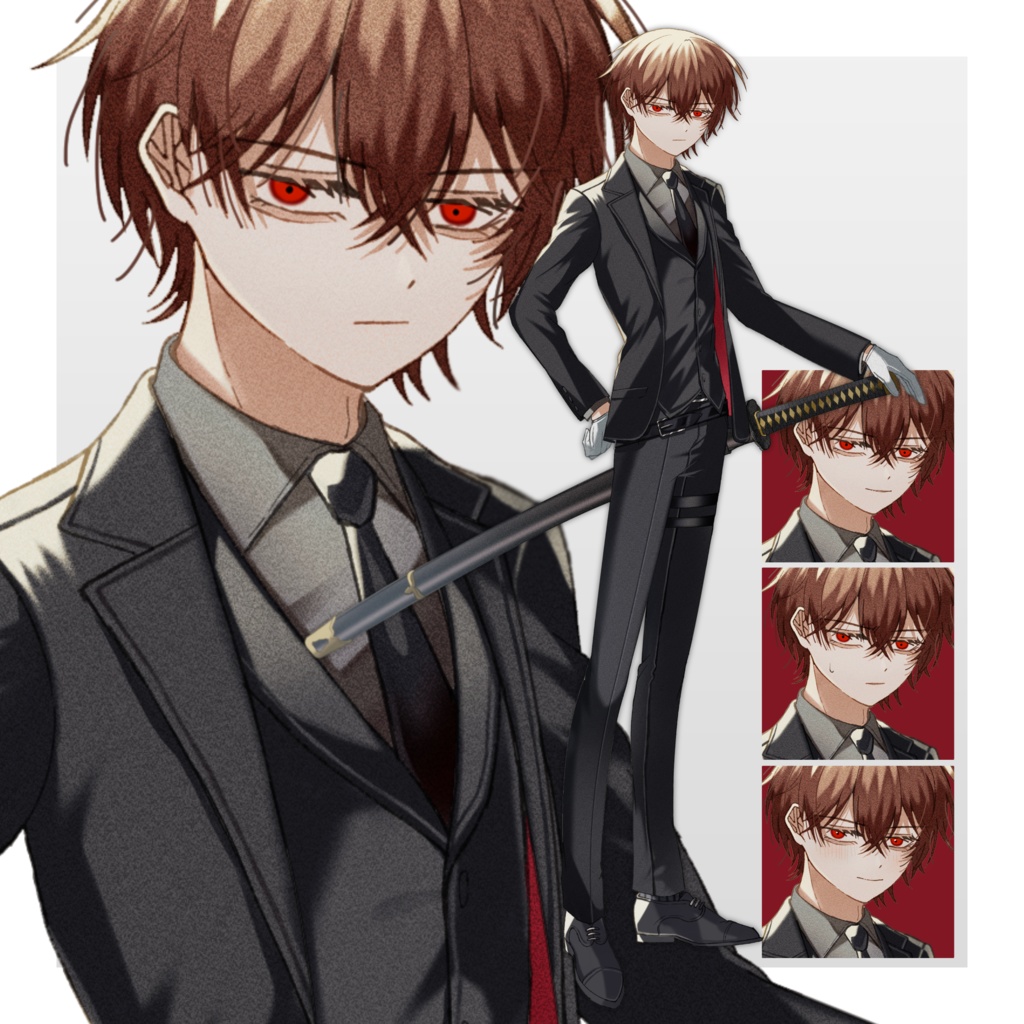 【立ち絵販売】日本刀スーツ男子-1