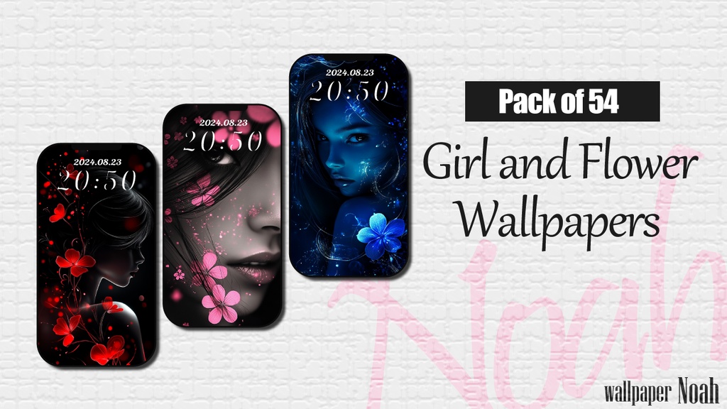 【92枚セット】ネオンのように輝く美しい花々と女性のスマホ用高画質壁紙