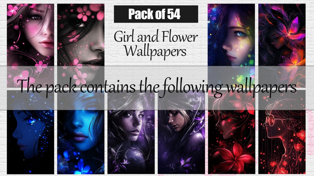 【92枚セット】ネオンのように輝く美しい花々と女性のスマホ用高画質壁紙