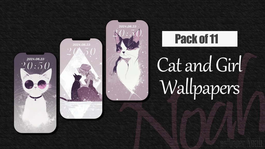 猫と女の子のスマホ用の高画質壁紙