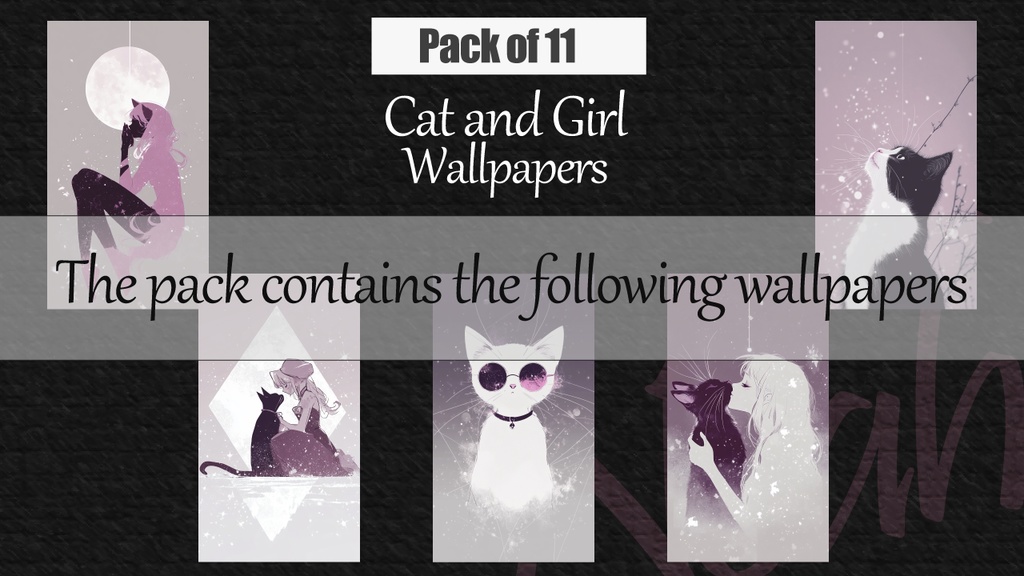 猫と女の子のスマホ用の高画質壁紙