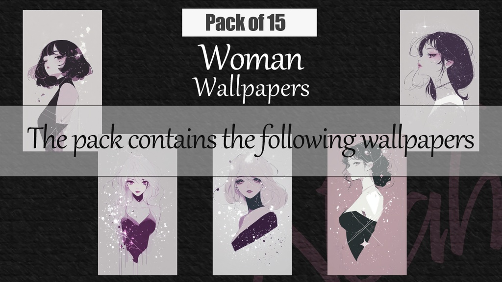 シンプルラインの美しい女性イラストのスマホ用の高画質壁紙