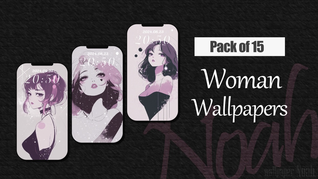 シンプルラインの美しい女性イラストのスマホ用の高画質壁紙