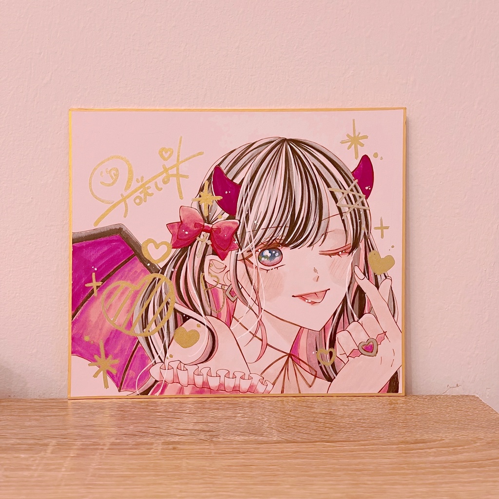 【直筆カラー中色紙】小悪魔ちゃんの惑わせウィンク😈💓