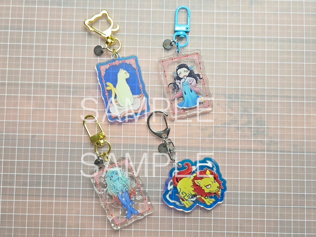 怪アクキー 金華猫/西王母/鮫人/貔貅