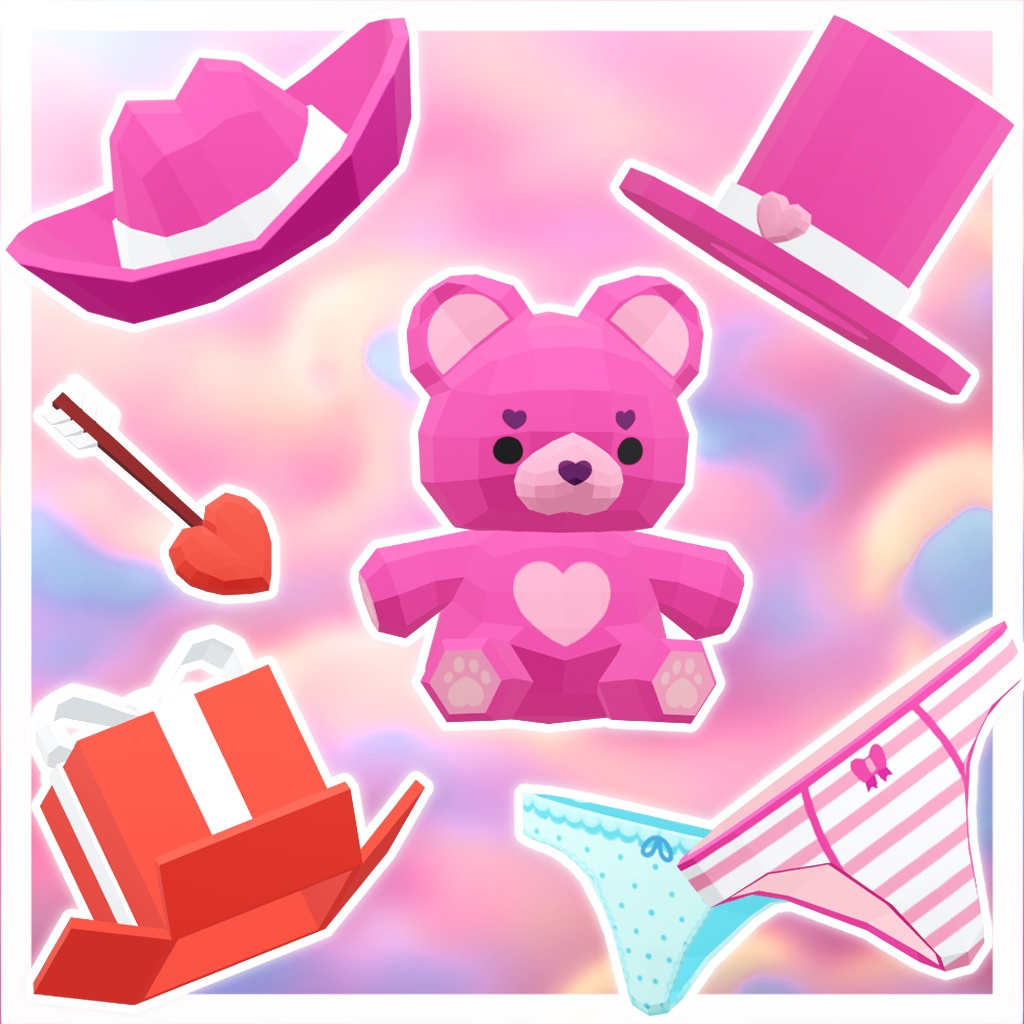 Low Poly Valentine's Day 3D Assets/Props