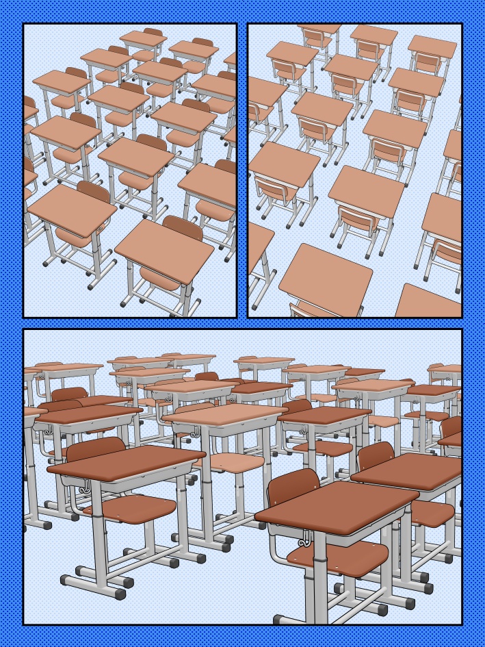 【クリスタ素材】高さが変わる学校机