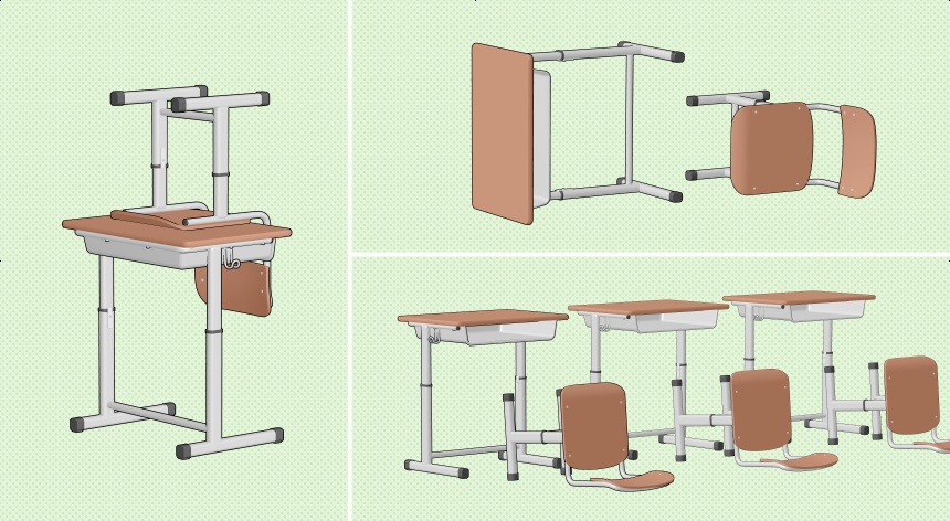 【クリスタ素材】高さが変わる学校机